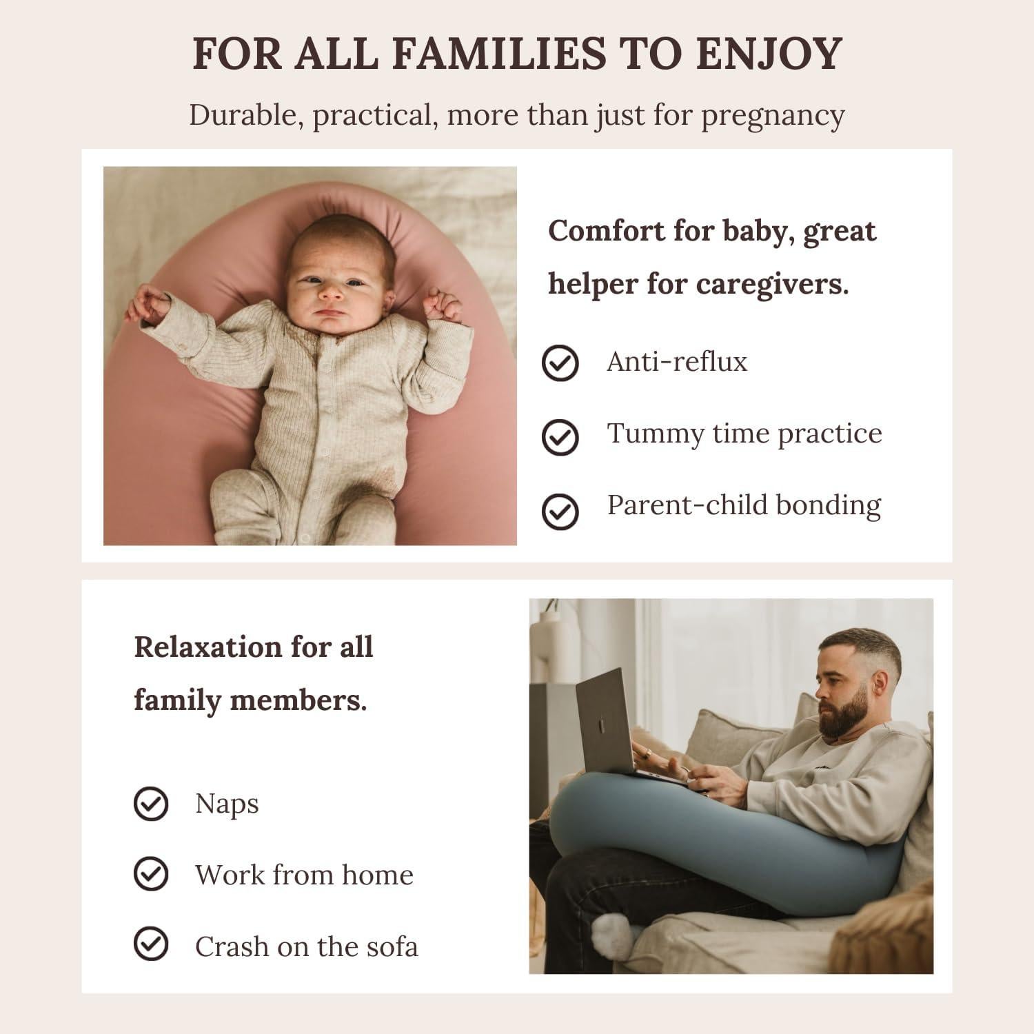 Almohada de Embarazo Cuddobaby 5-en-1 Ajustable Rosa