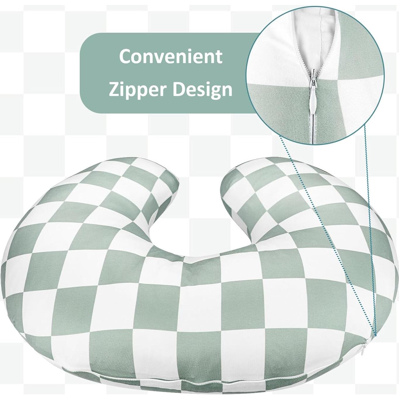 Funda de Almohada de Lactancia DILIMI Cuadrícula Verde Suave