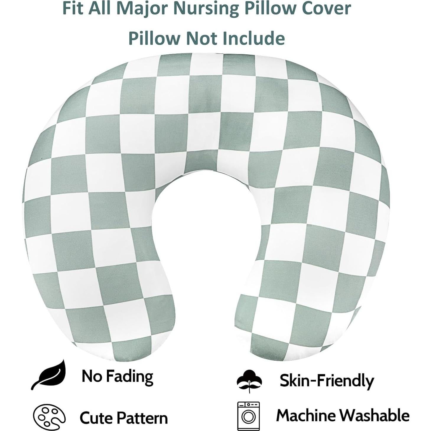 Funda de Almohada de Lactancia DILIMI Cuadrícula Verde Suave