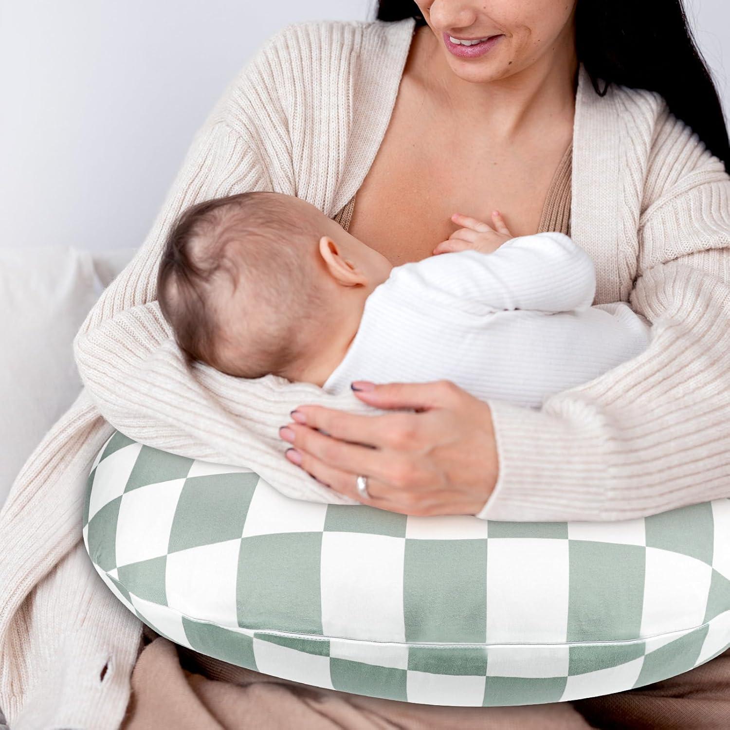 Funda de Almohada de Lactancia DILIMI Cuadrícula Verde Suave
