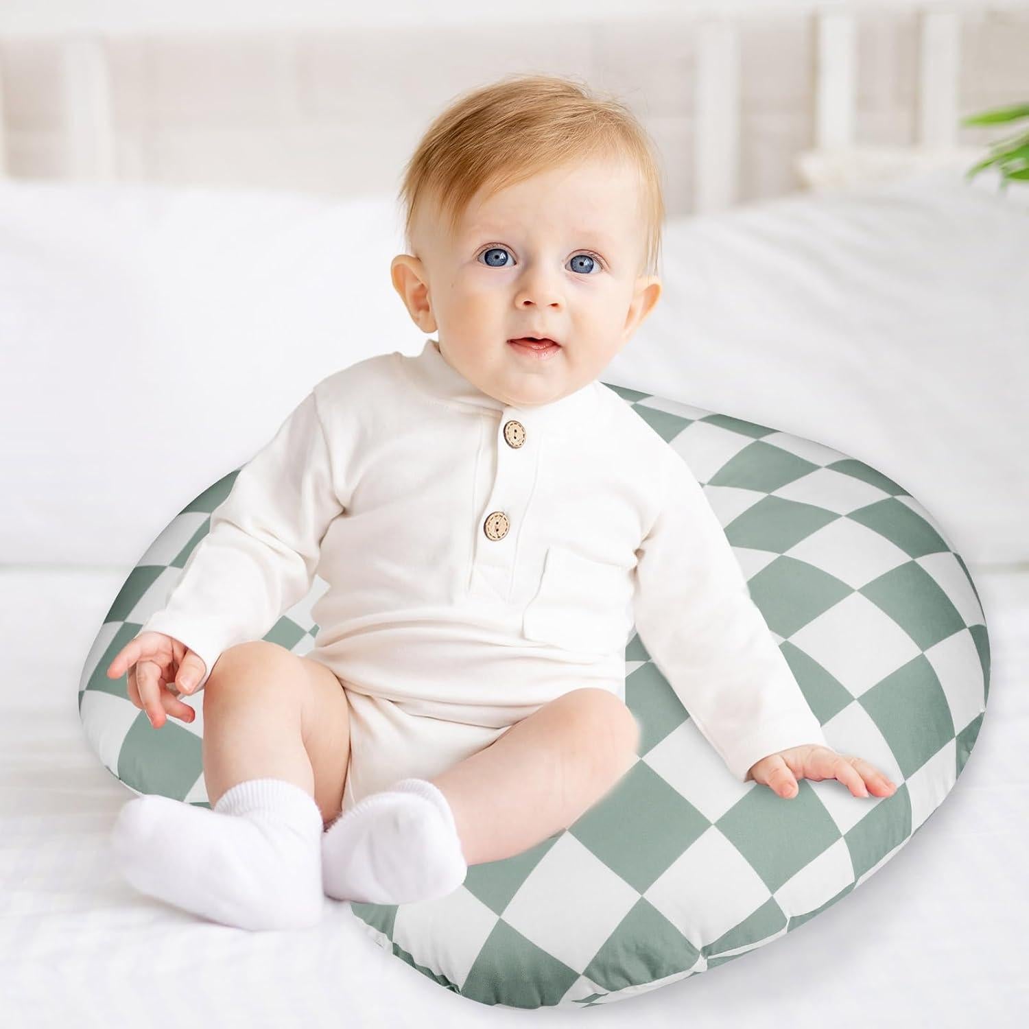 Funda de Almohada de Lactancia DILIMI Cuadrícula Verde Suave