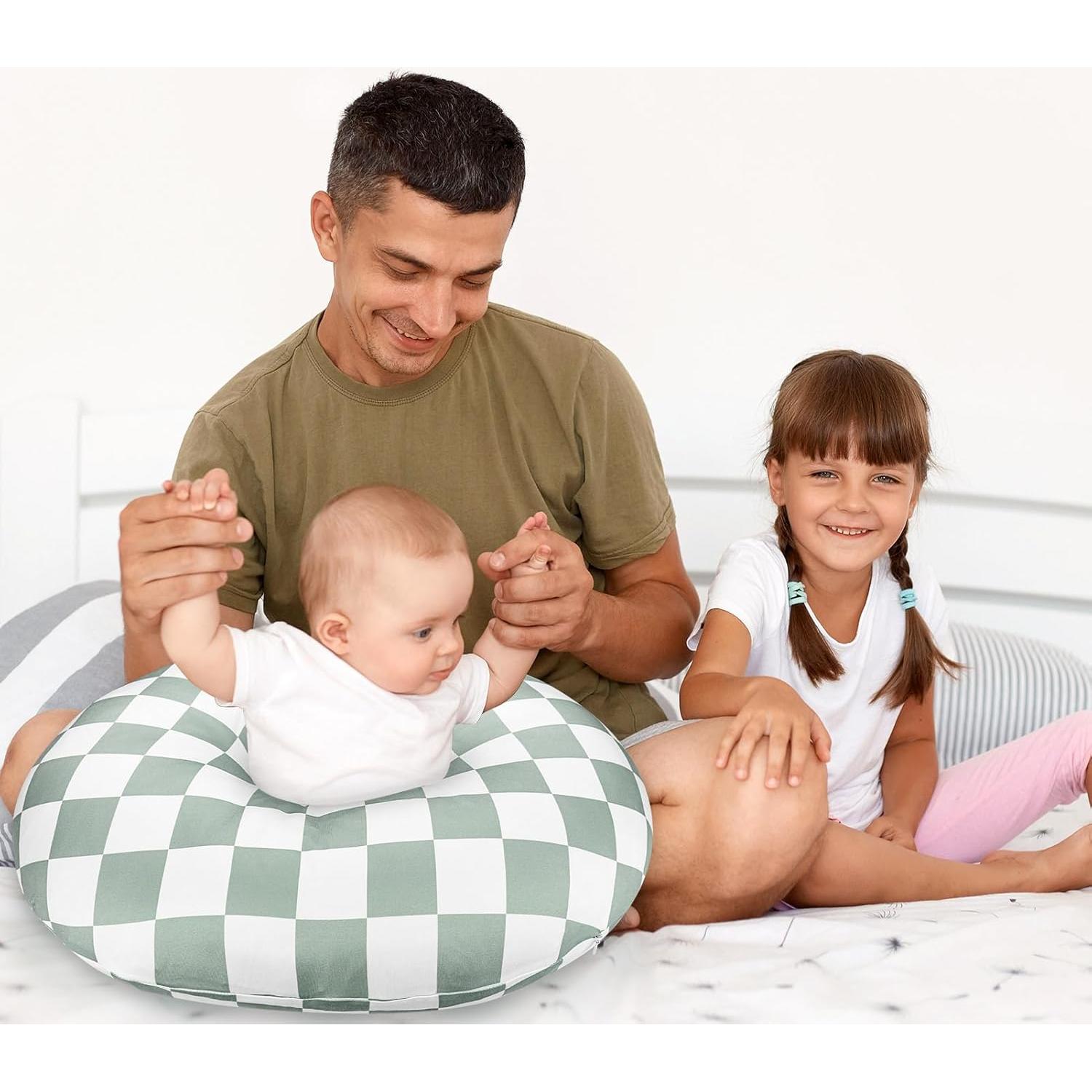 Funda de Almohada de Lactancia DILIMI Cuadrícula Verde Suave