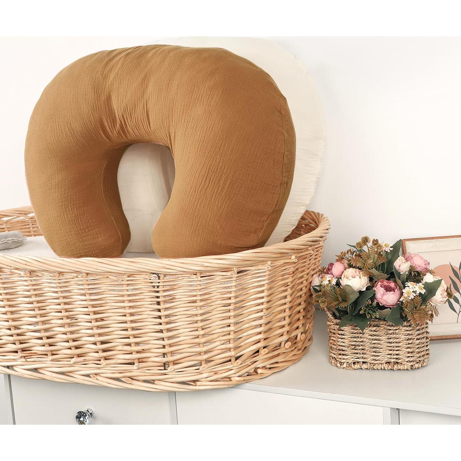 Cubiertas de Almohada de Lactancia Muslin GFU 2 Pzas Beige Marrón