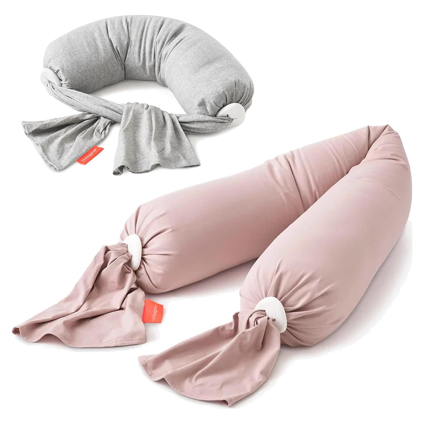 Almohada Ajustable para Embarazo y Lactancia bbhugme - Rosa y Gris