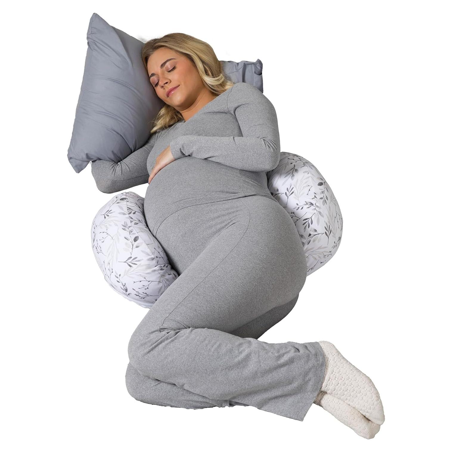 Almohada de Embarazo Boppy Dormir de Lado Hojas Grises
