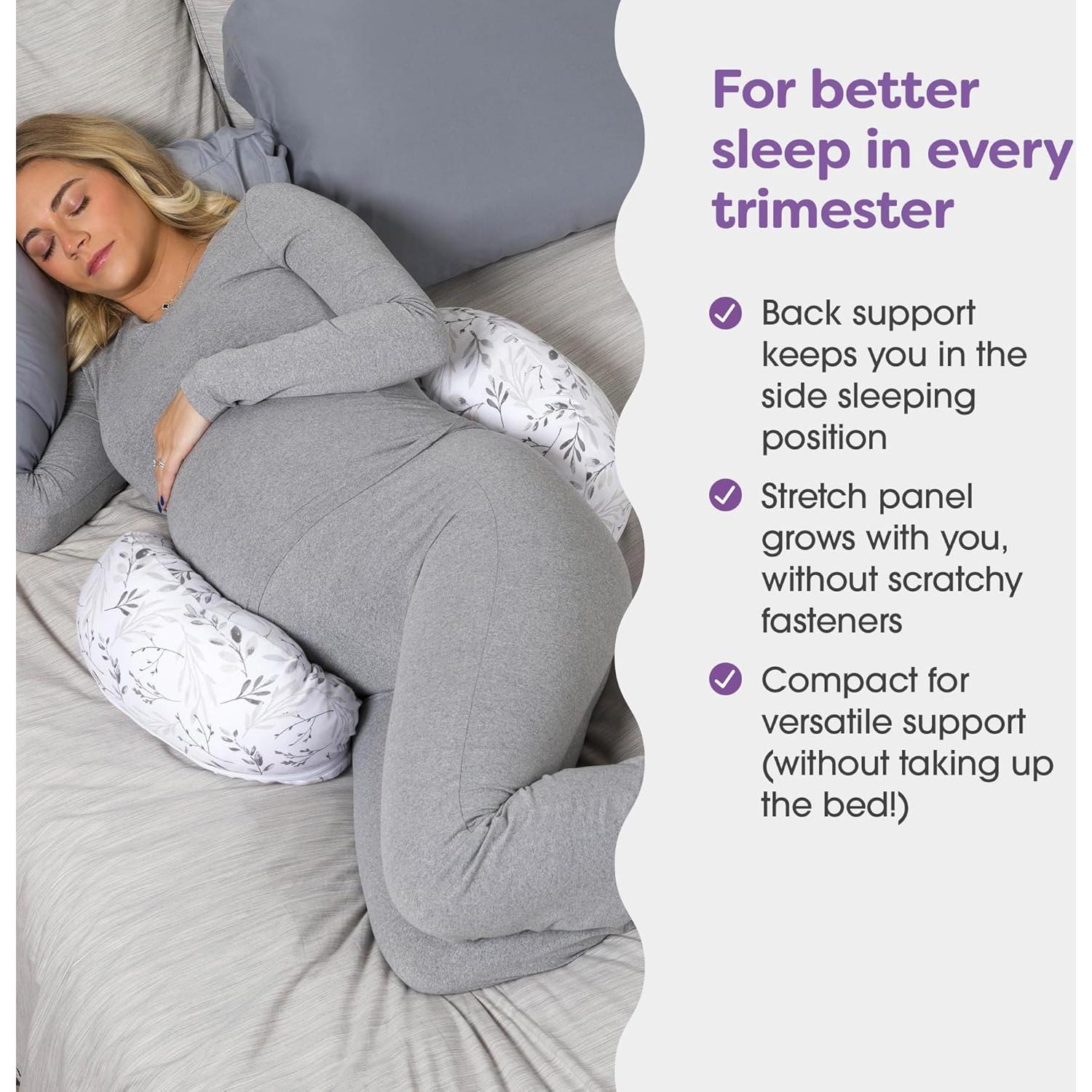Almohada de Embarazo Boppy Dormir de Lado Hojas Grises