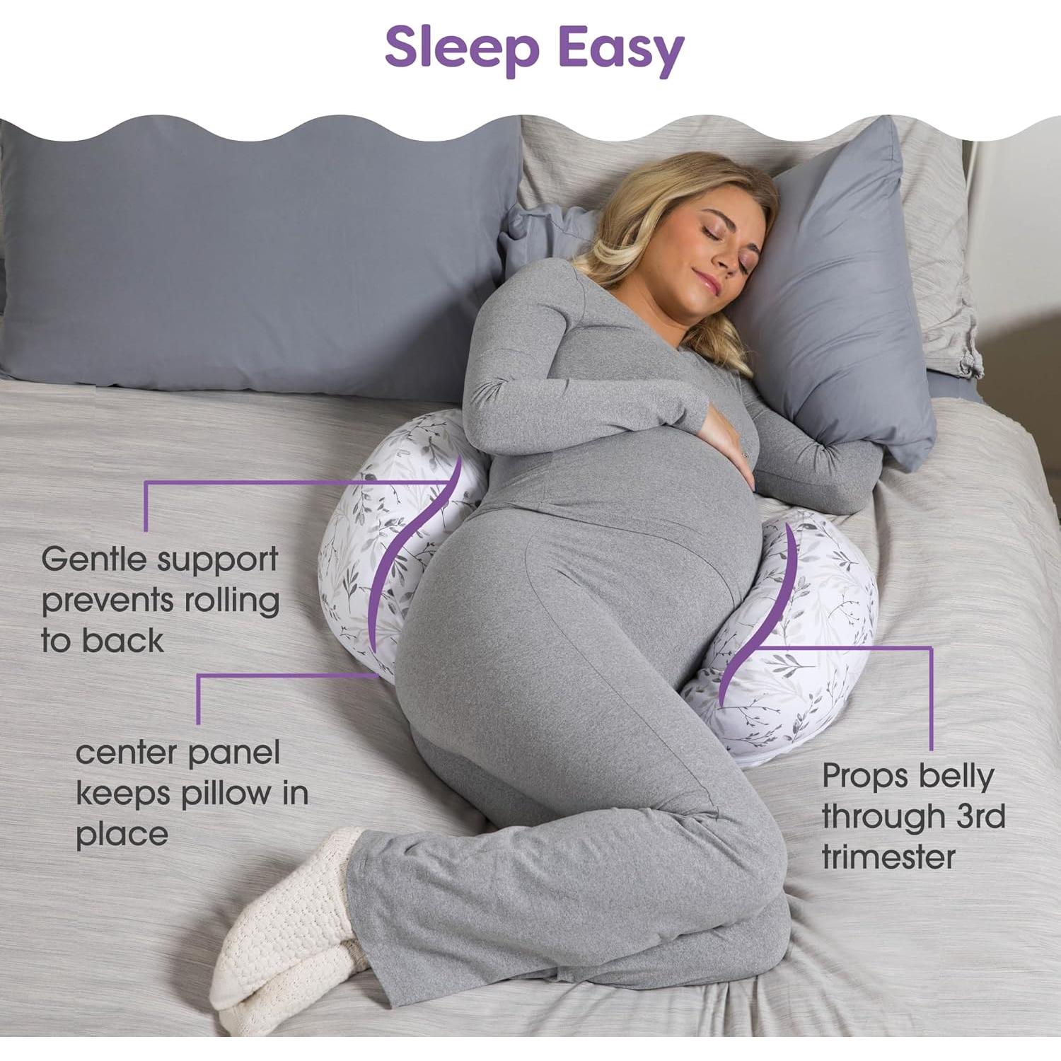 Almohada de Embarazo Boppy Dormir de Lado Hojas Grises