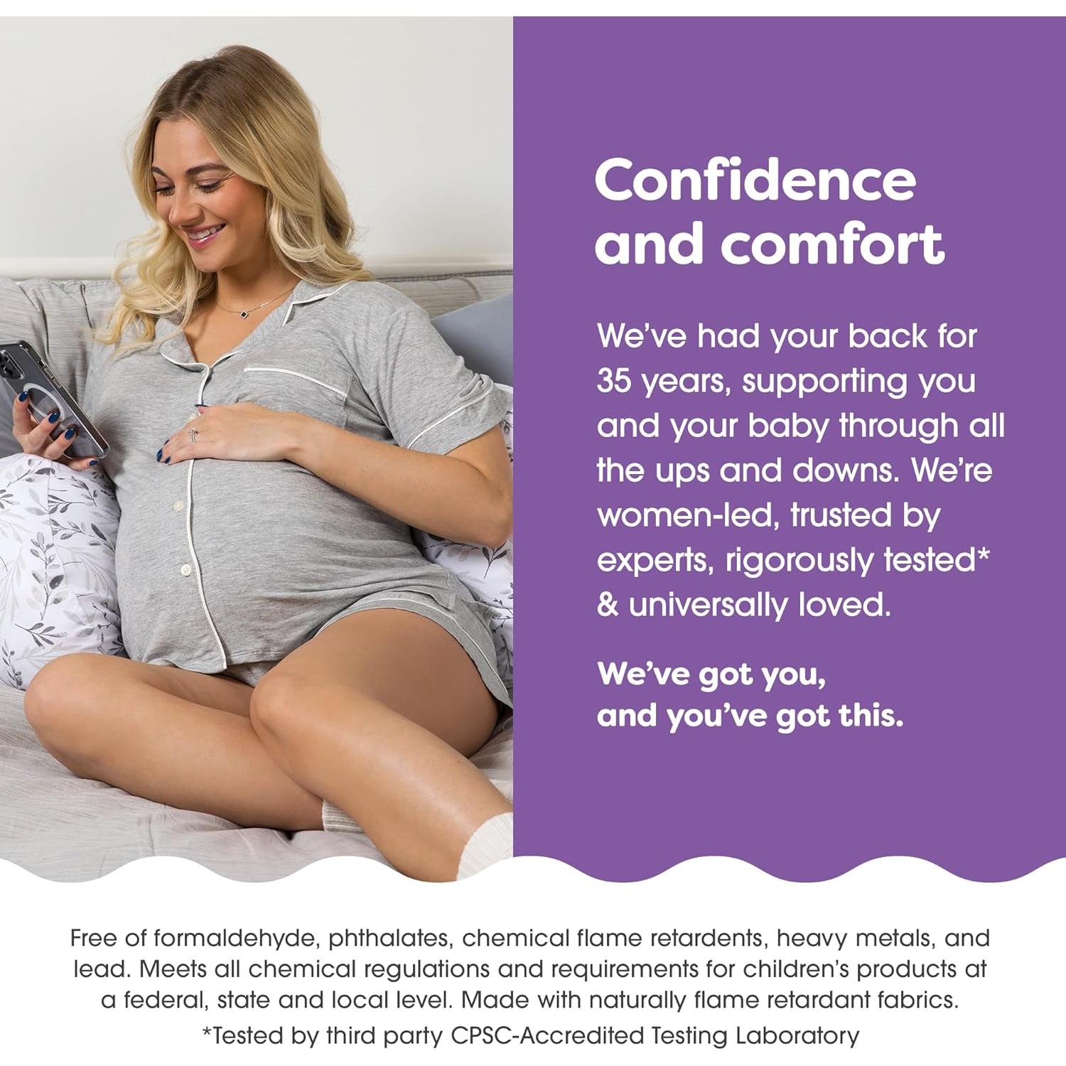 Almohada de Embarazo Boppy Dormir de Lado Hojas Grises