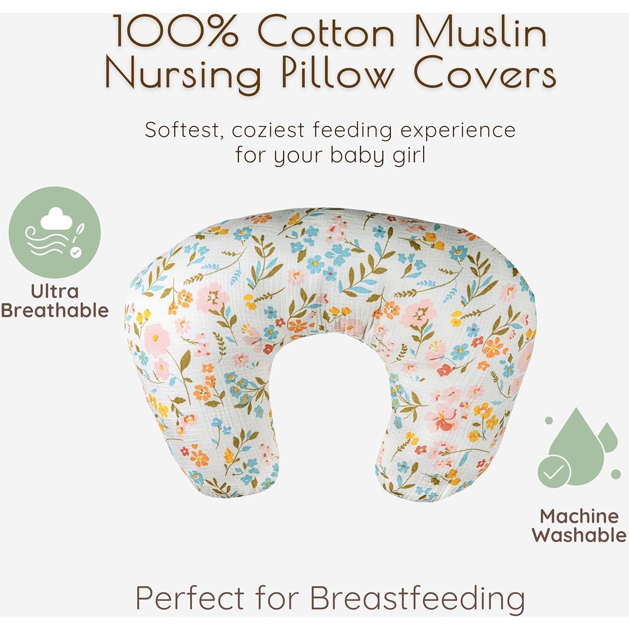 Fundas de Almohadas de Lactancia My Little Zone - 2 Piezas Muselina Algodón Rosa Floral