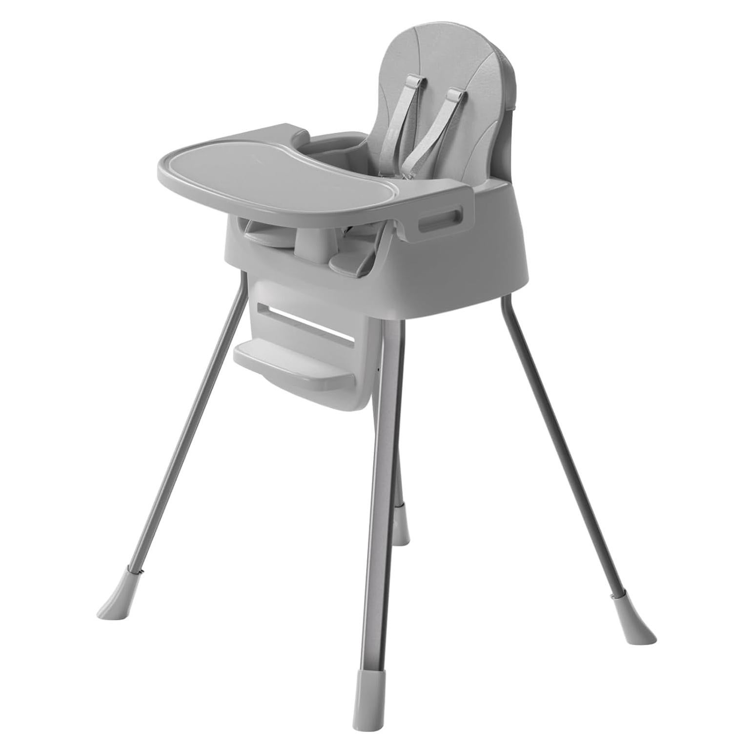 Trona portátil para bebés 4 en 1 Gris-Blanco con arnés 5 puntos