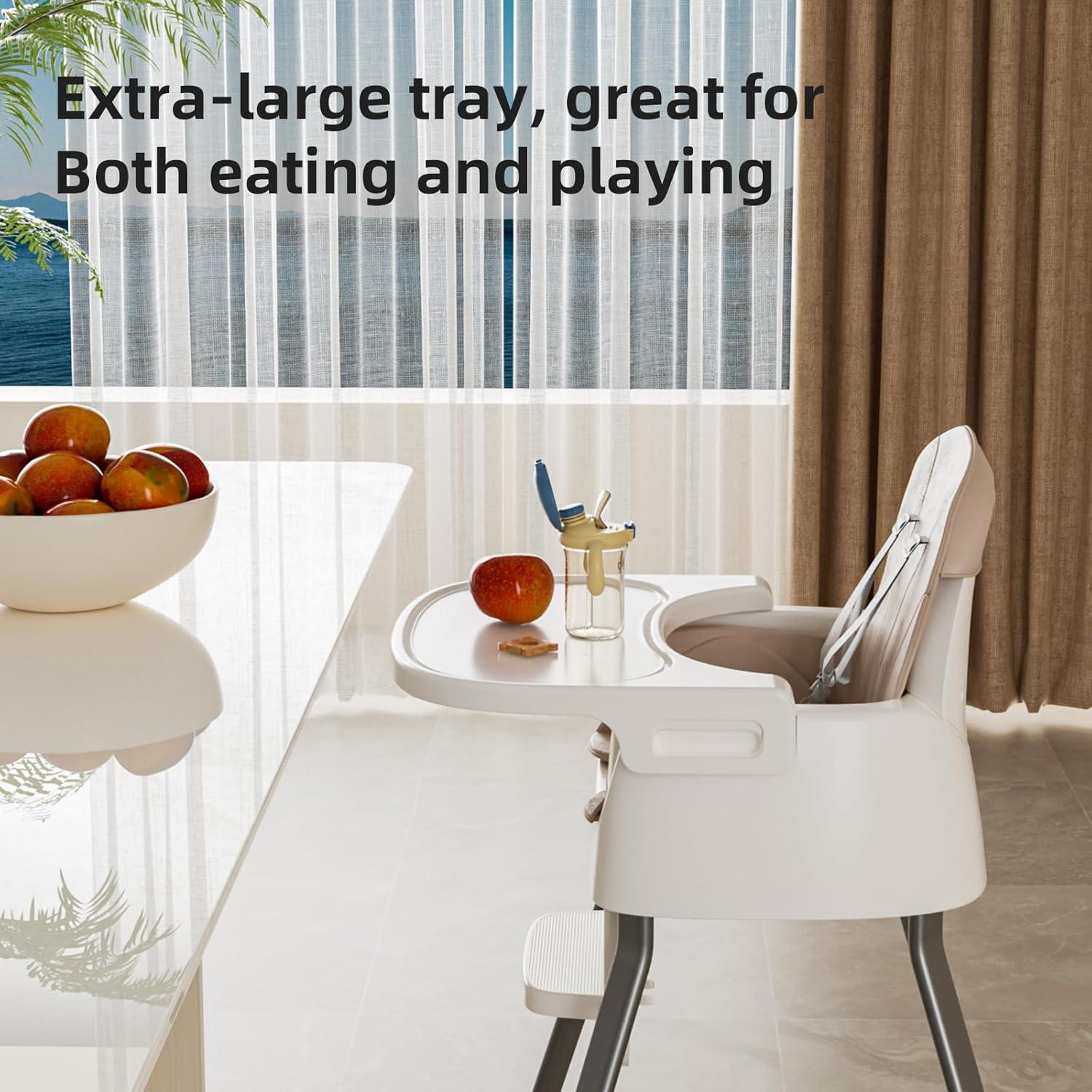 Trona portátil para bebés 4 en 1 Gris-Blanco con arnés 5 puntos