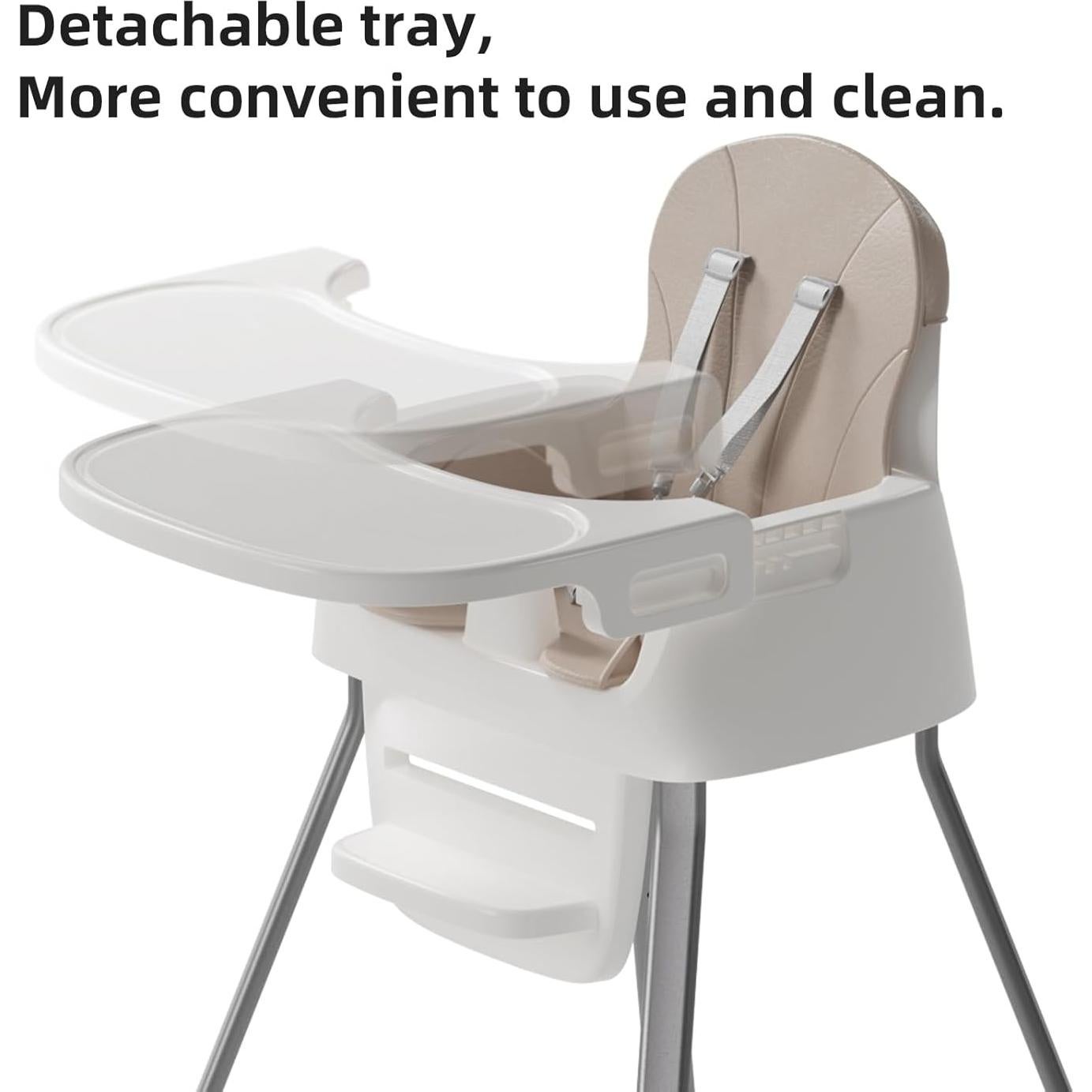 Trona portátil para bebés 4 en 1 Gris-Blanco con arnés 5 puntos