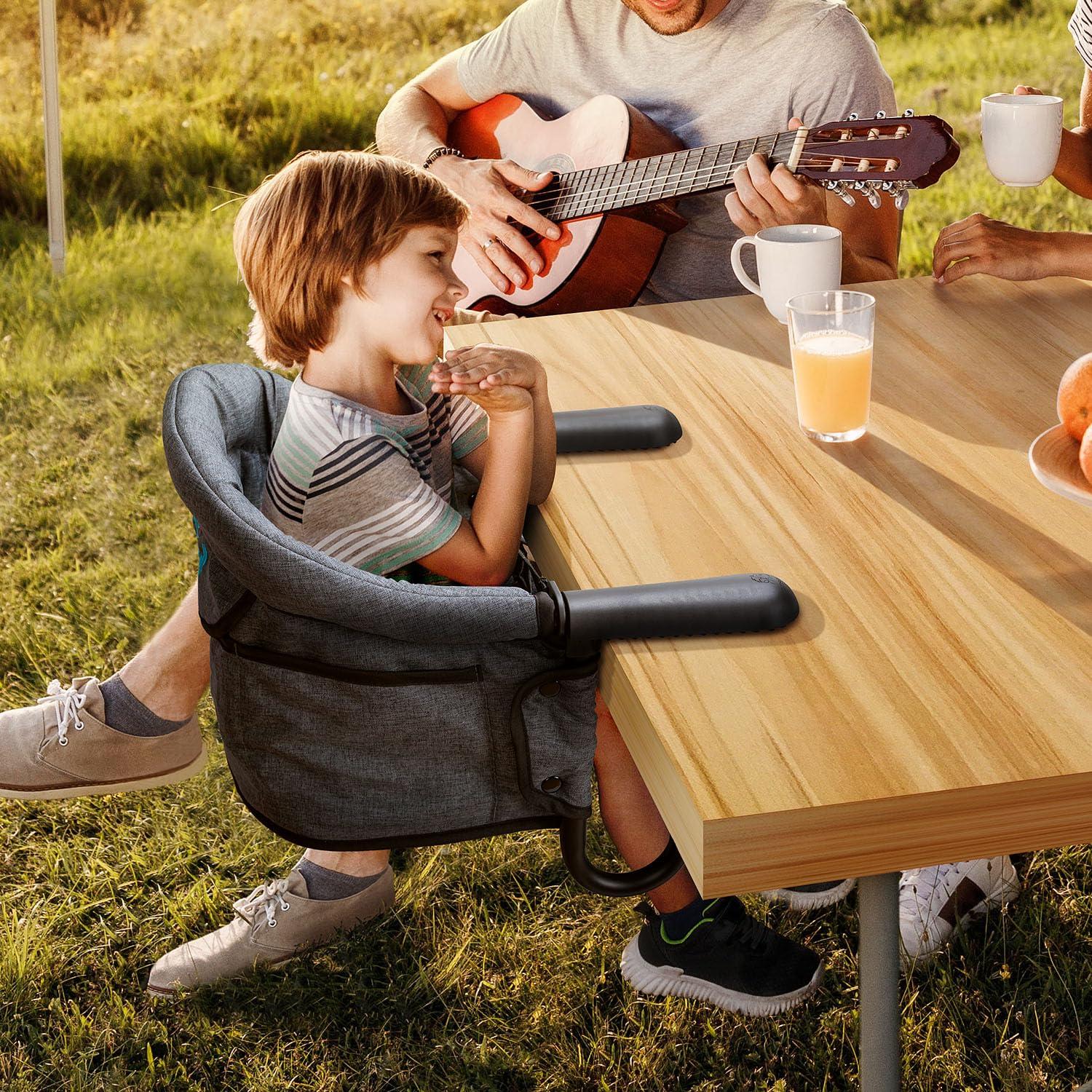 Silla Alta Plegable para Bebés con Gancho - Gris, 15 kg