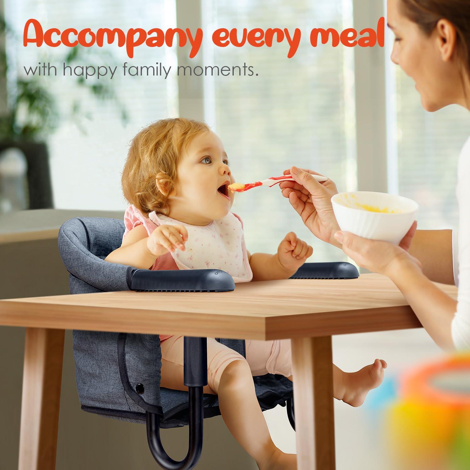 Silla Alta Plegable para Bebés con Gancho - Gris, 15 kg