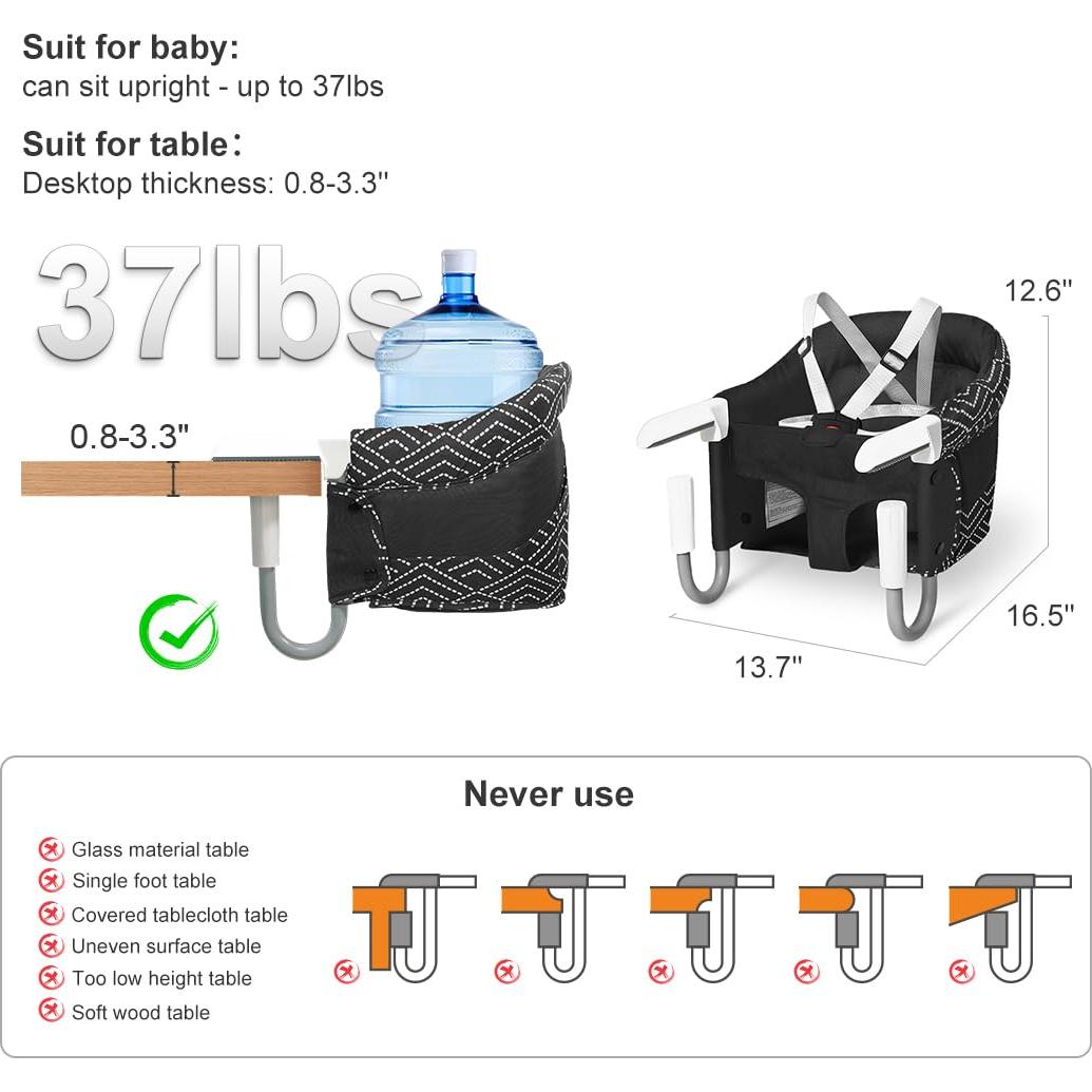Silla Alta Portátil MTWML con Gancho y Bandeja para Bebés