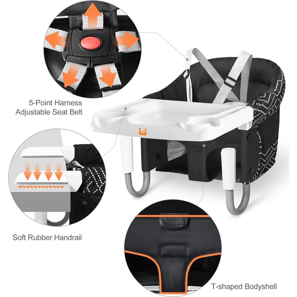 Silla Alta Portátil MTWML con Gancho y Bandeja para Bebés