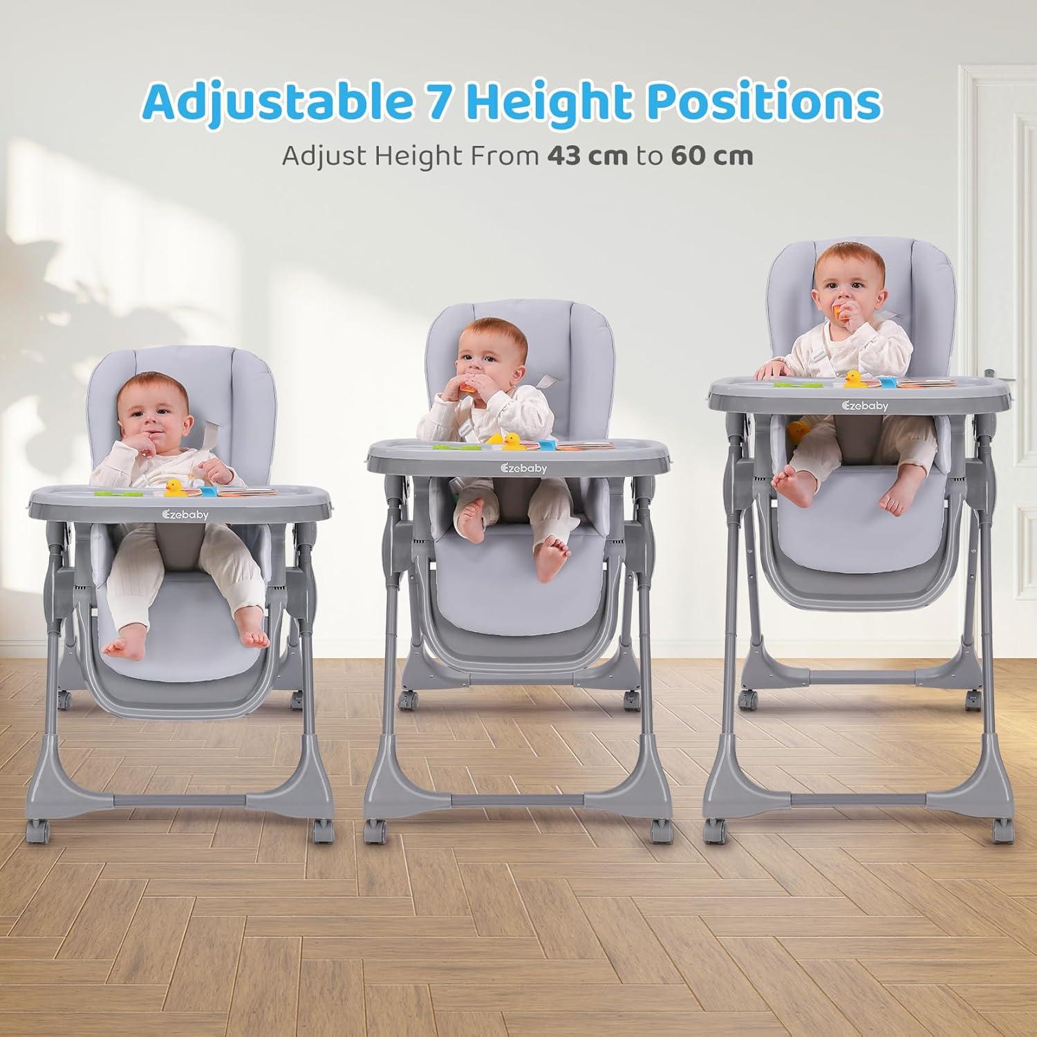 Silla Alta Plegable Ezebaby para Bebés - Convertible y Ajustable