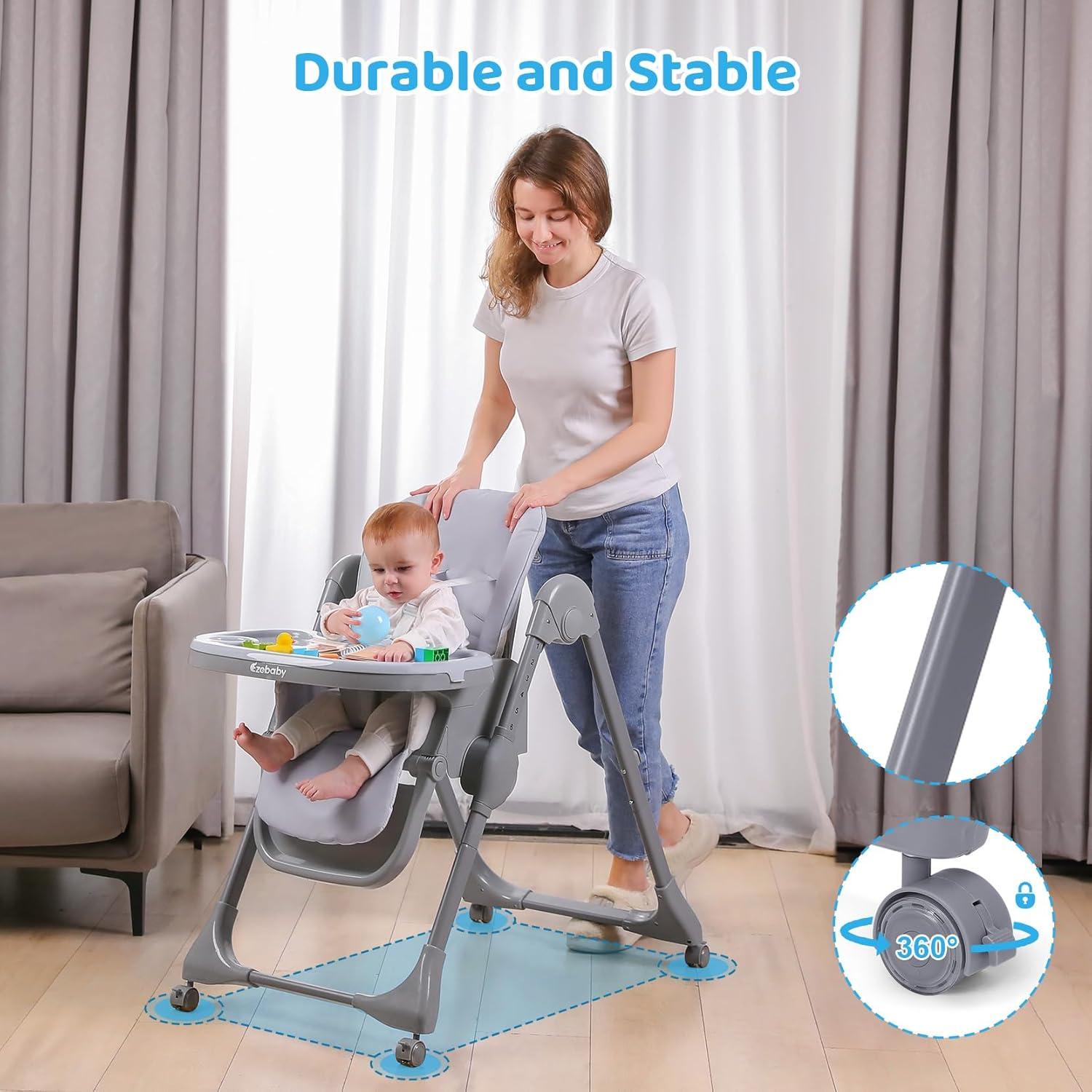 Silla Alta Plegable Ezebaby para Bebés - Convertible y Ajustable