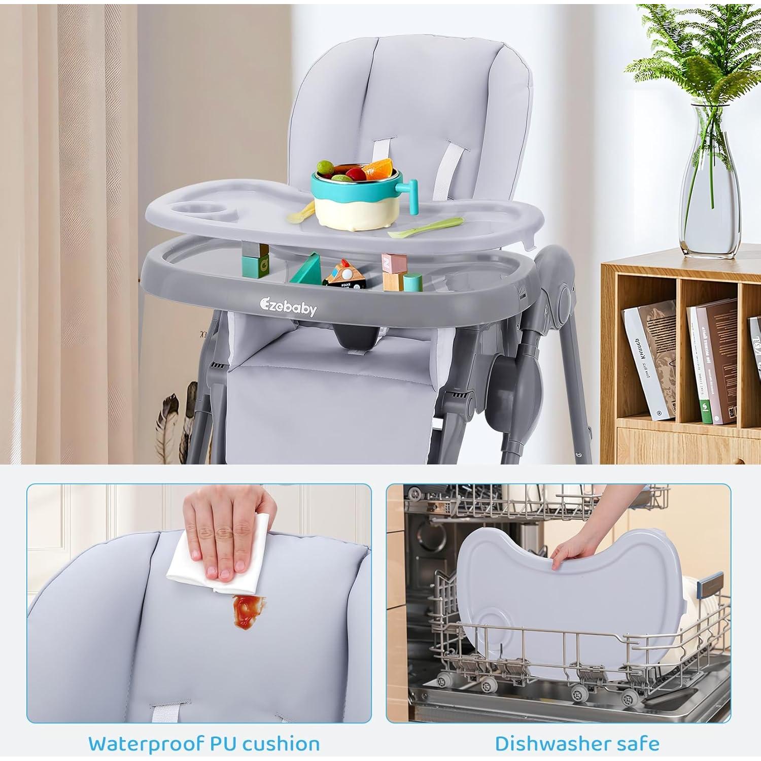 Silla Alta Plegable Ezebaby para Bebés - Convertible y Ajustable