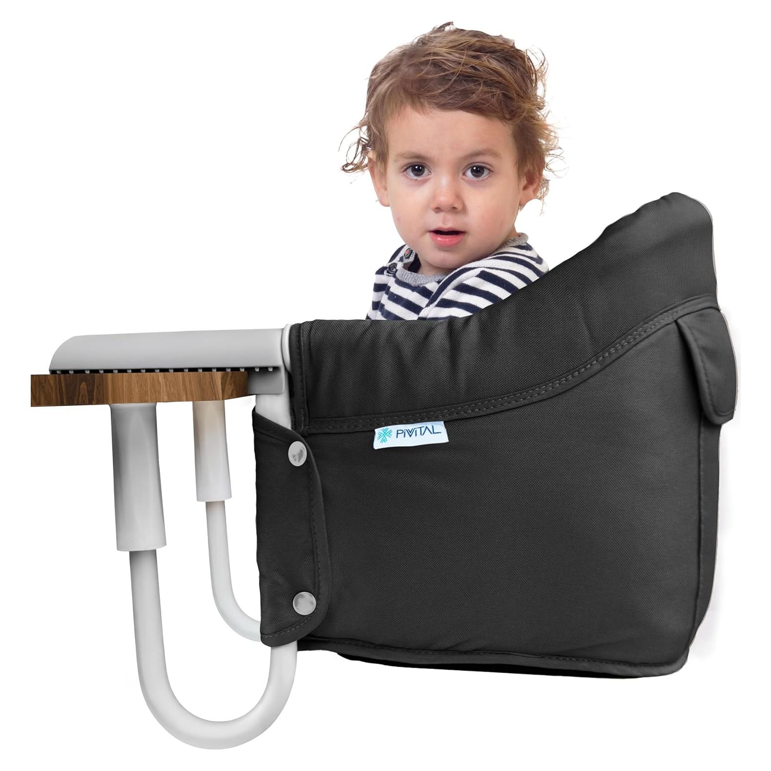 Silla Alta Portátil para Bebé Clip Mesa Negra - 6-36 Meses