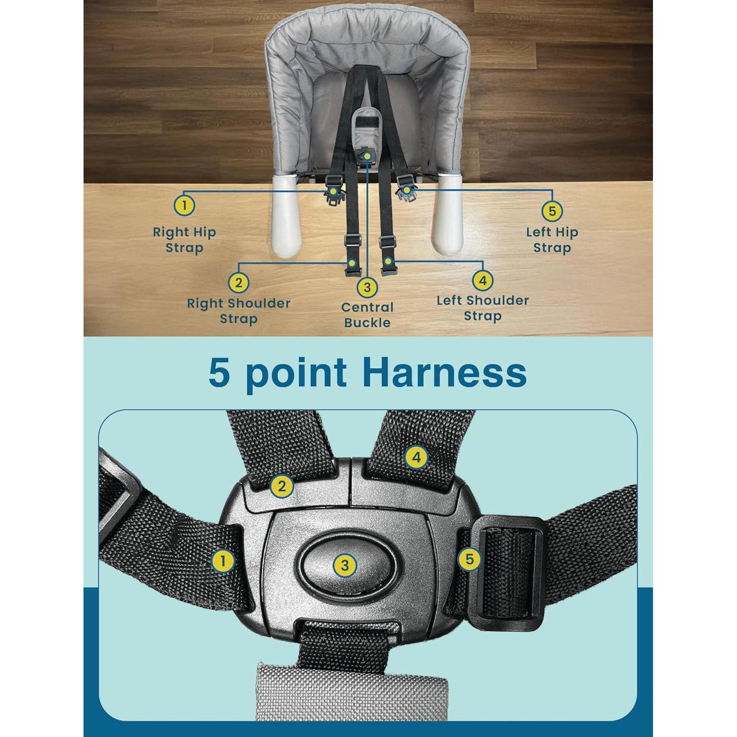 Silla Alta Portátil para Bebé Clip Mesa Negra - 6-36 Meses