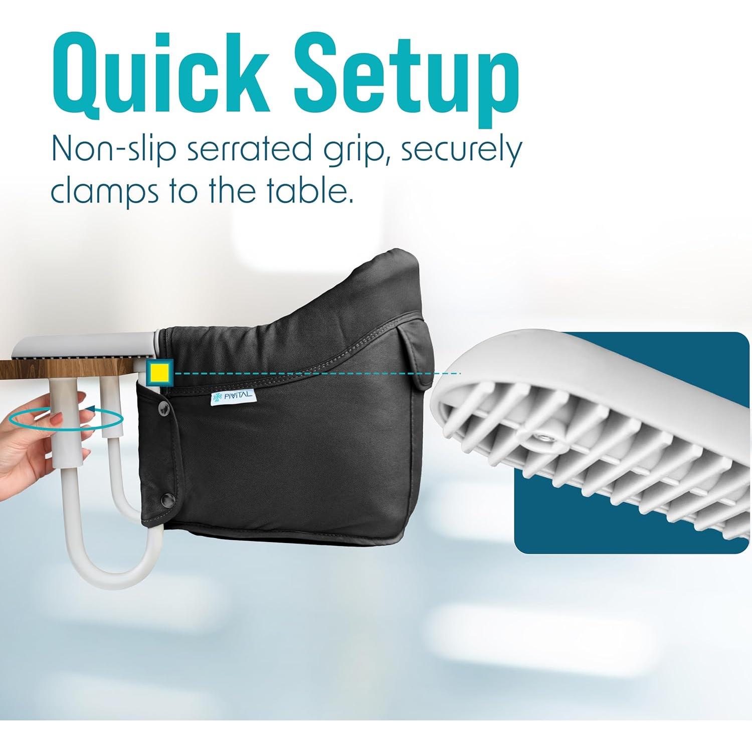 Silla Alta Portátil para Bebé Clip Mesa Negra - 6-36 Meses