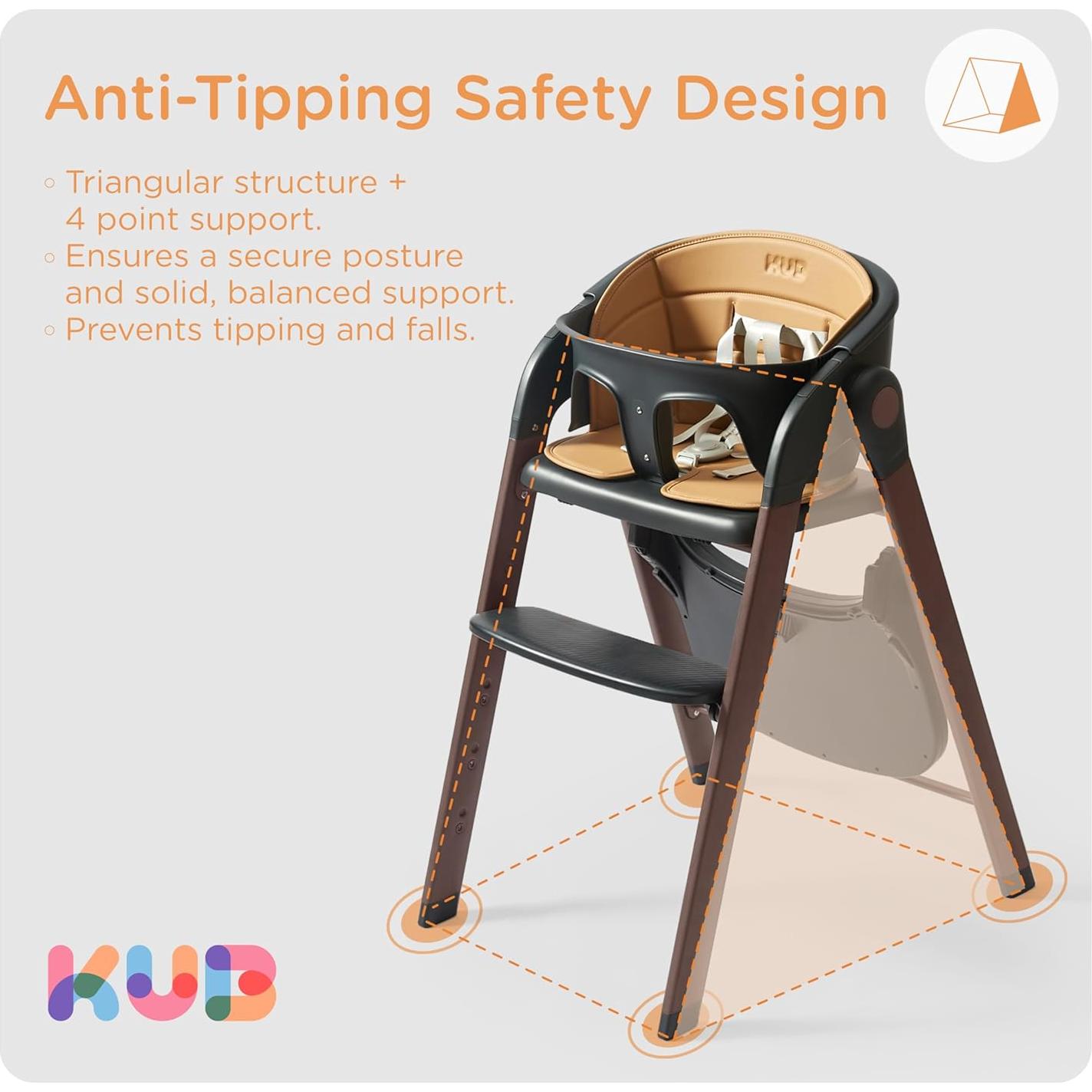 Silla Alta KUB Ajustable Plegable para Bebés y Niños 127kg