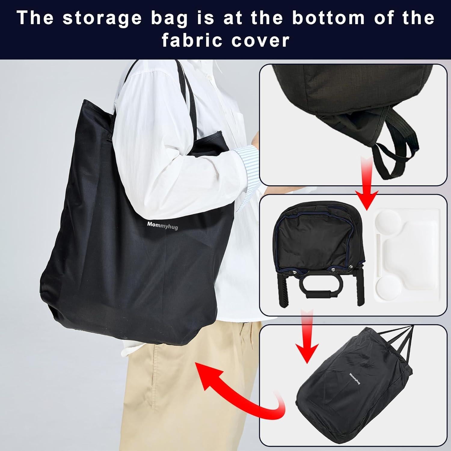 Silla Alta Portátil para Bebés 6-36 Meses con Bandeja y Gancho