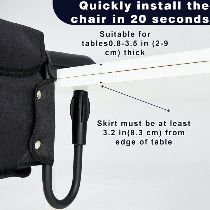 Silla Alta Portátil para Bebés 6-36 Meses con Bandeja y Gancho