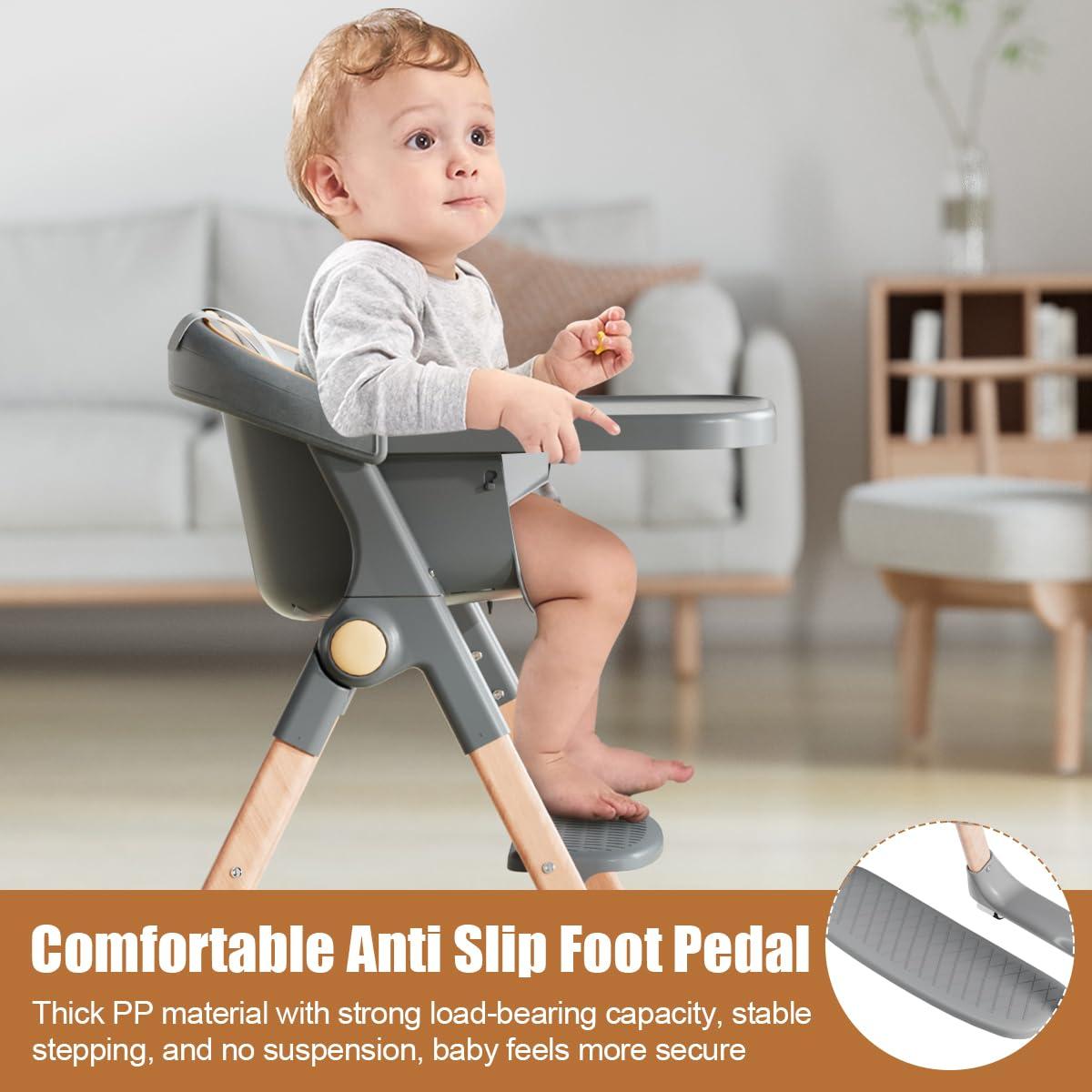 Silla Alta Plegable para Bebés BONBAY con Ruedas y Bandeja Desmontable