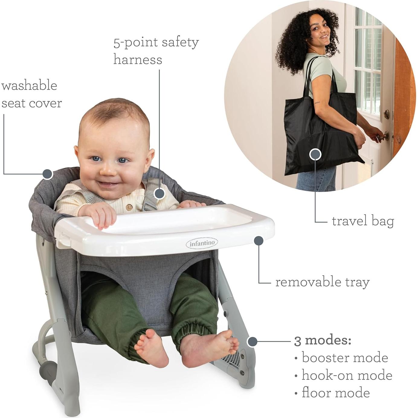 Asiento Elevador de Viaje Infantino 204009-00 Gris, 1.81 kg