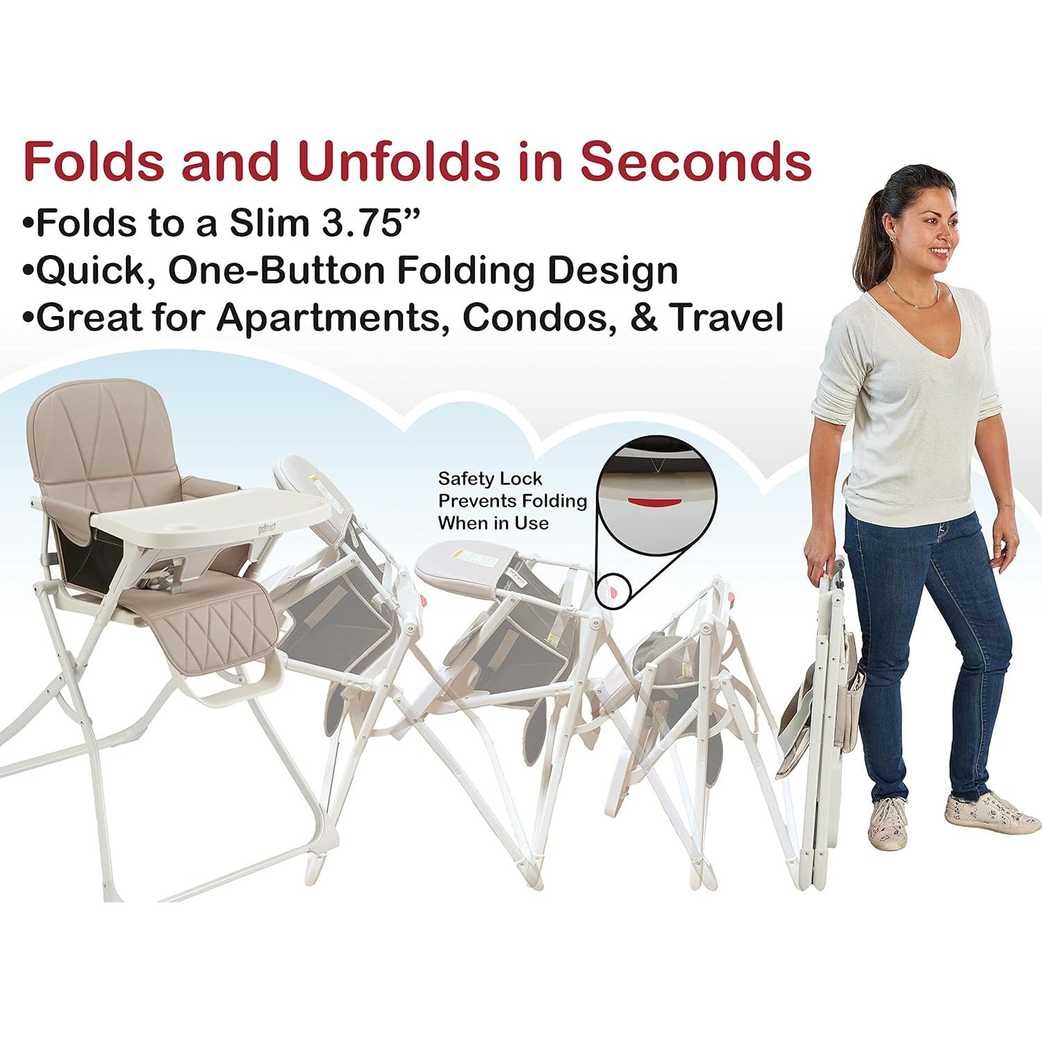 Silla Alta Plegable Primo Taupe para Bebé 6-36 Meses