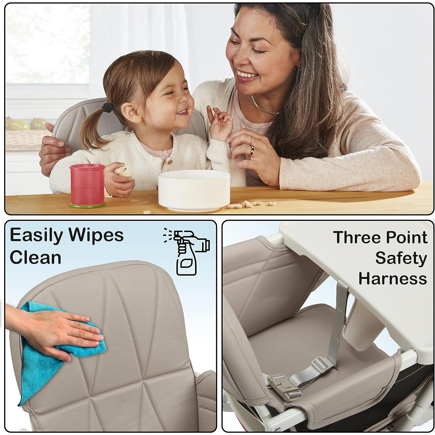 Silla Alta Plegable Primo Taupe para Bebé 6-36 Meses