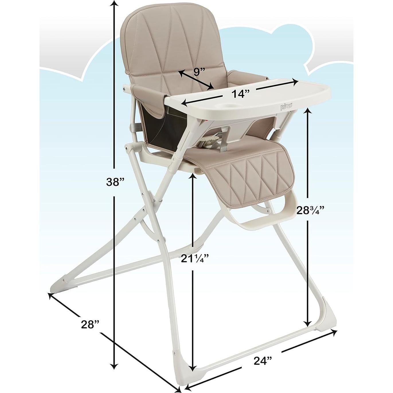 Silla Alta Plegable Primo Taupe para Bebé 6-36 Meses