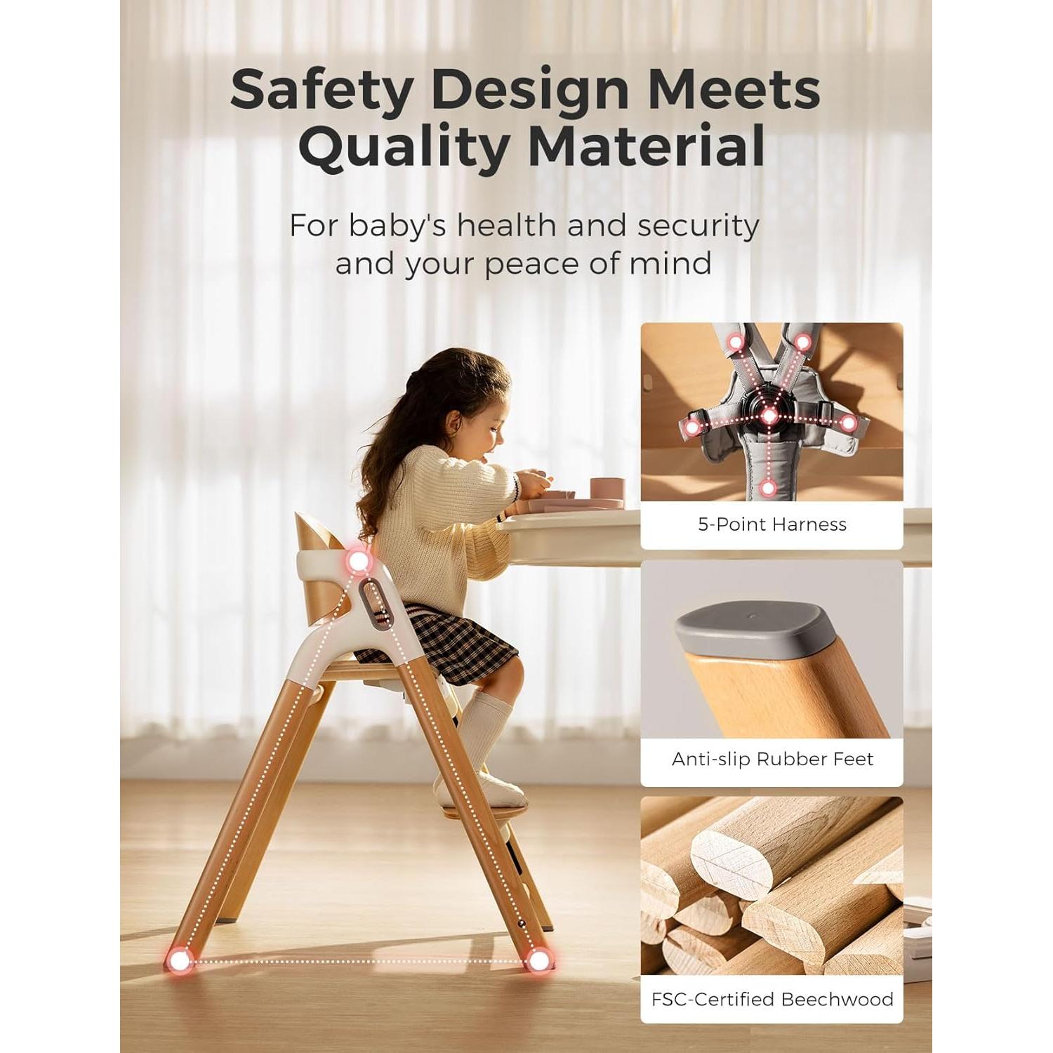 Silla Alta Convertible Momcozy DinerPal Madera Natural 139.7 kg