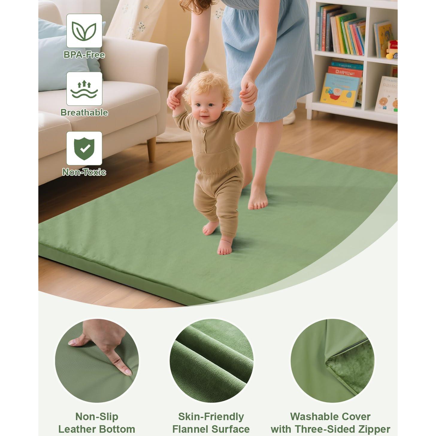 Alfombra de Juego SEPARO 127x127 cm Espuma Acolchada Verde Salvia