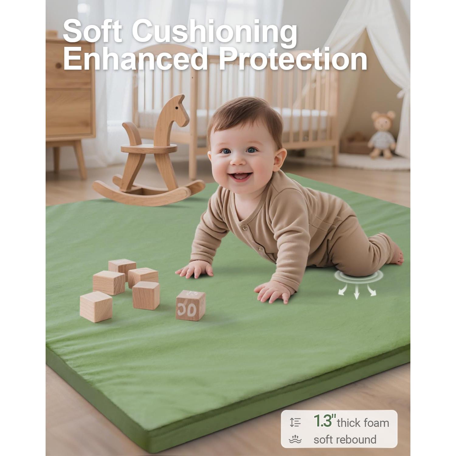 Alfombra de Juego SEPARO 127x127 cm Espuma Acolchada Verde Salvia