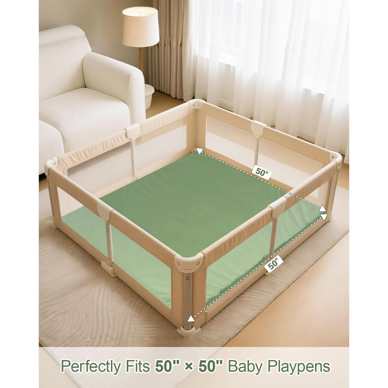 Alfombra de Juego SEPARO 127x127 cm Espuma Acolchada Verde Salvia