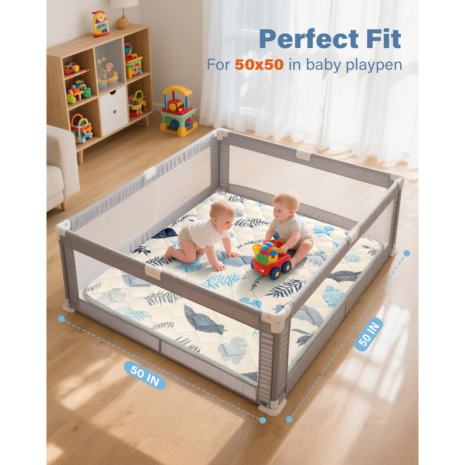 Alfombra de Juego para Bebés Antideslizante 127x127 cm Azul Océano