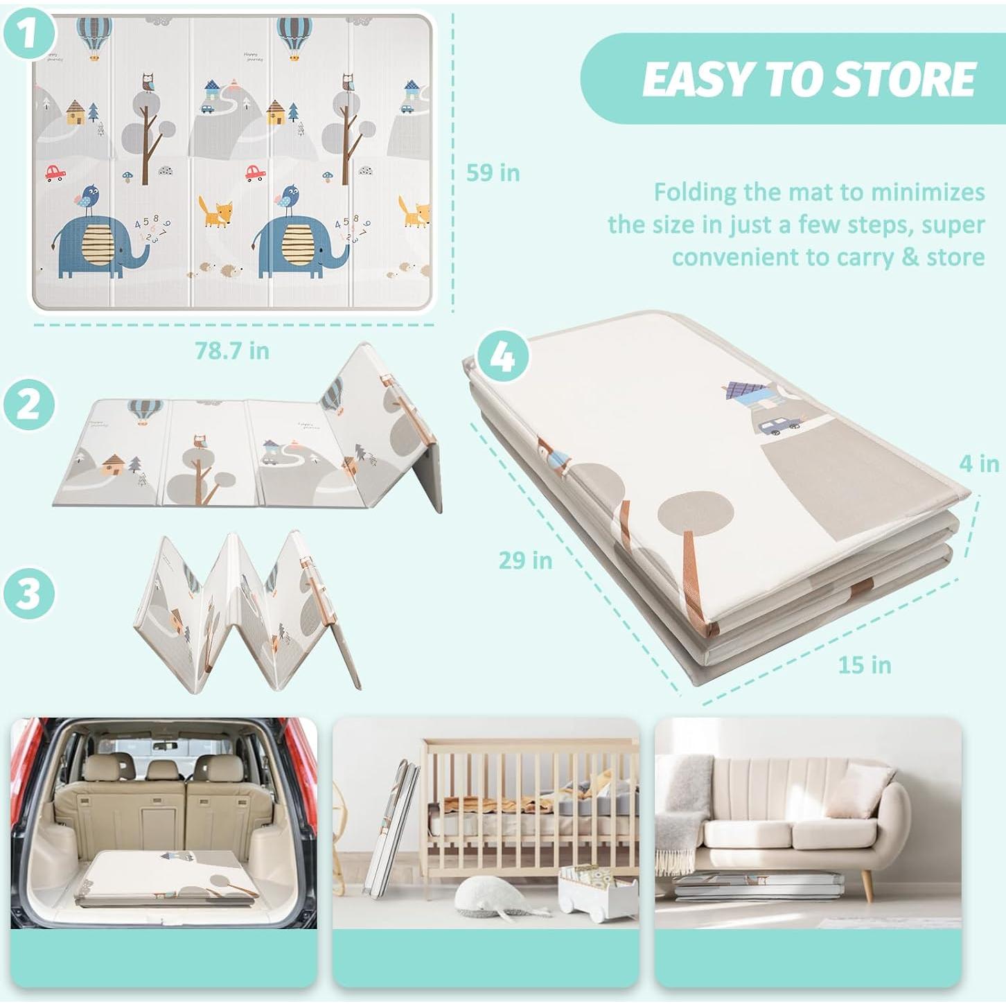 Alfombra de Juego Plegable para Bebés XPE 200x150 cm Doble Cara