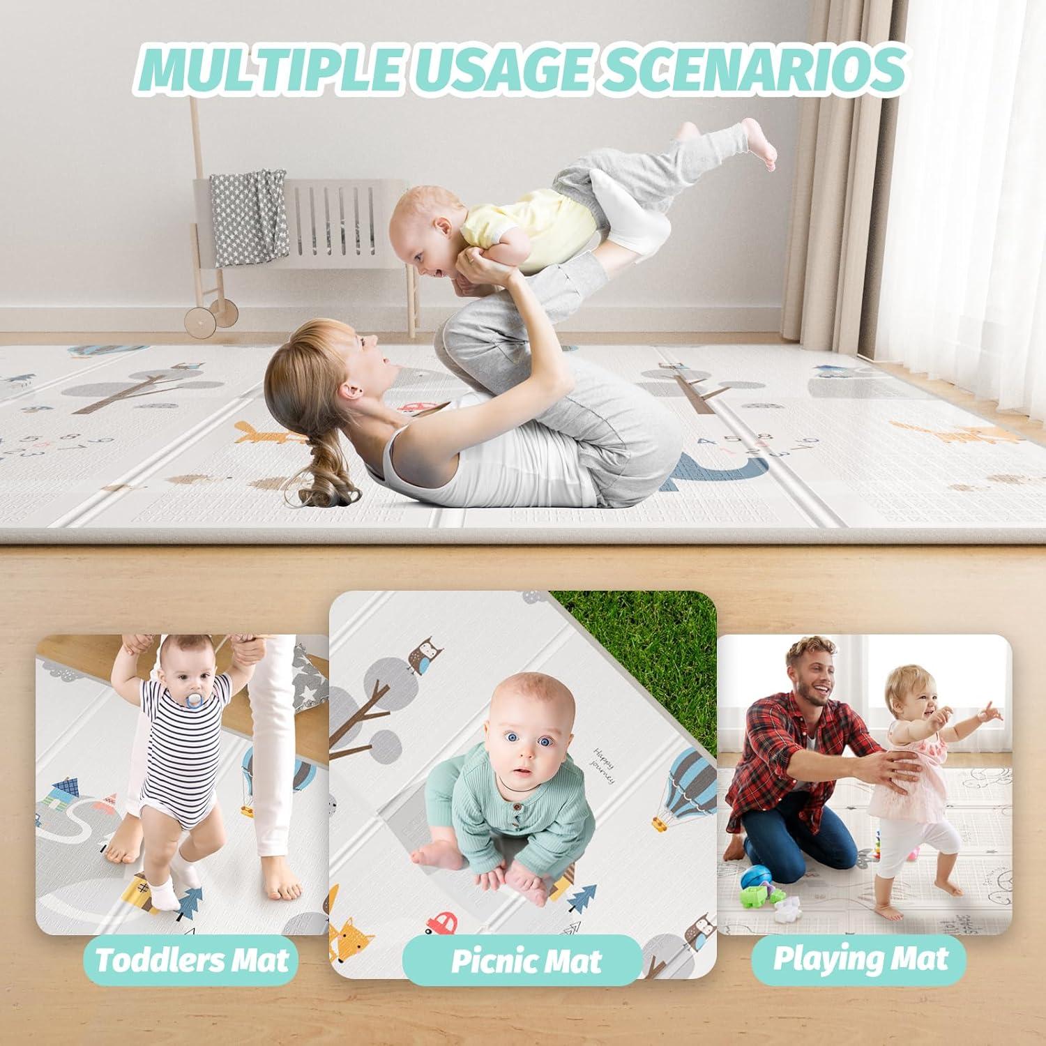 Alfombra de Juego Plegable para Bebés XPE 200x150 cm Doble Cara