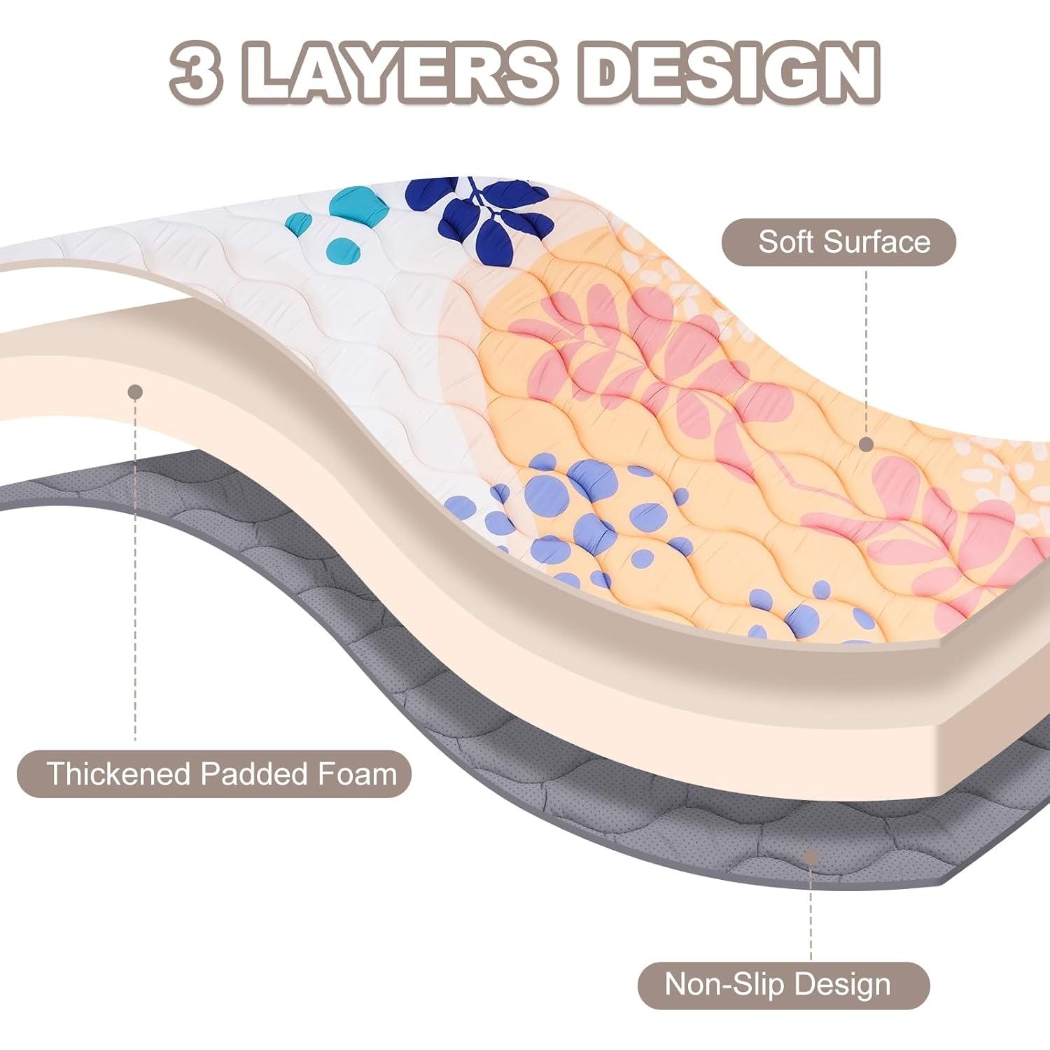 Alfombra de Juego Haleeone 127x127 cm Rosa Acolchada Antideslizante