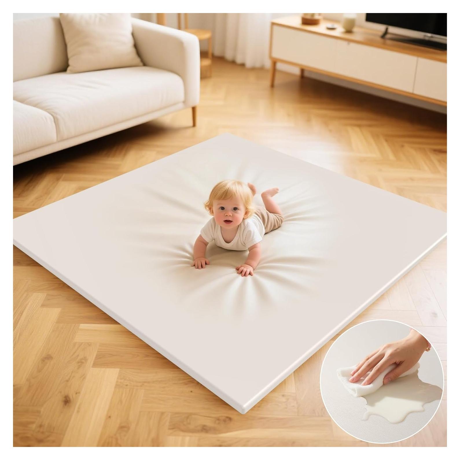 Alfombra de Juego para Bebés Beige 50x50 cm Antideslizante Impermeable
