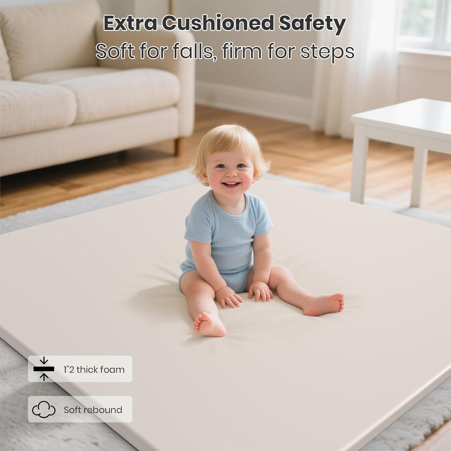 Alfombra de Juego para Bebés Beige 50x50 cm Antideslizante Impermeable