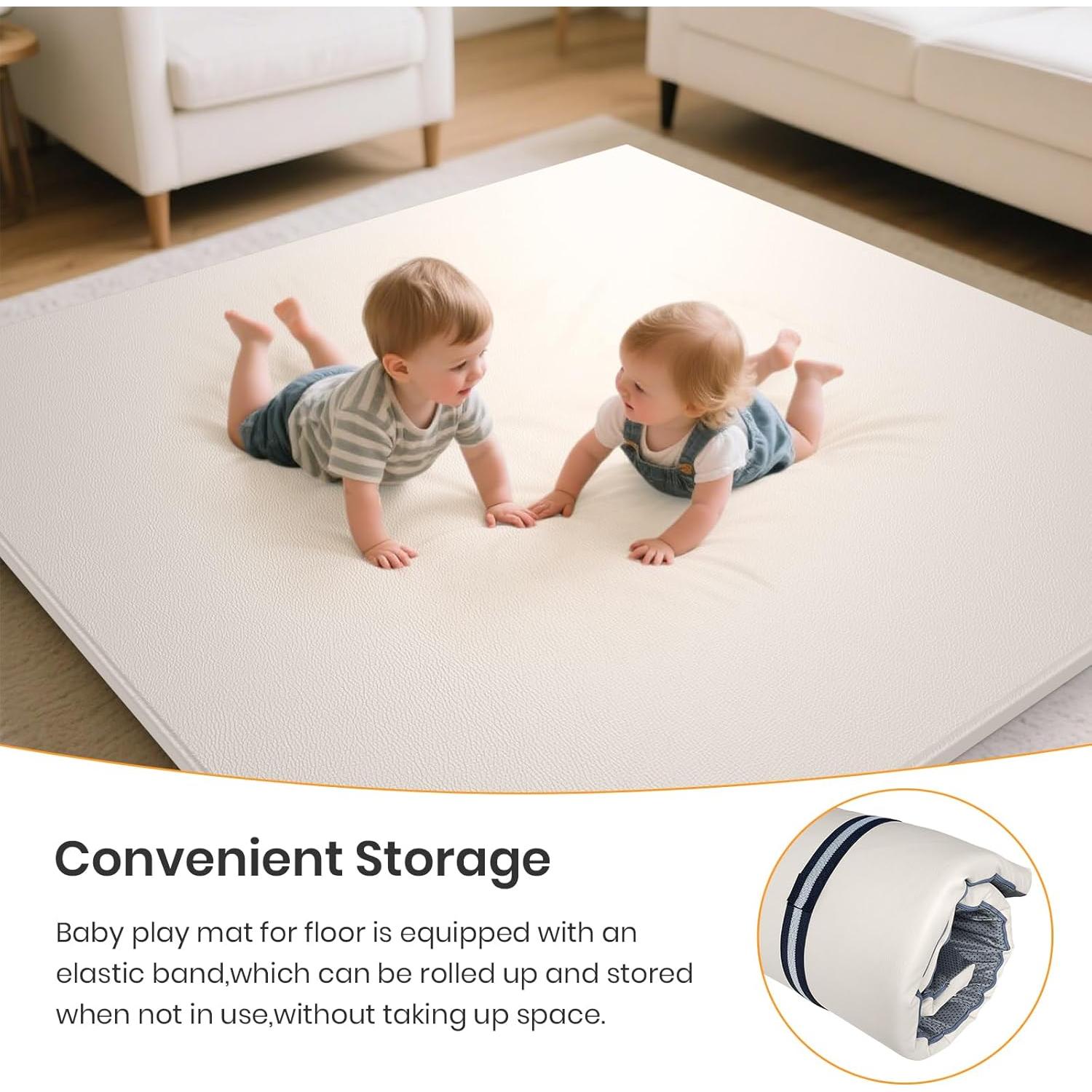 Alfombra de Juego para Bebés Beige 50x50 cm Antideslizante Impermeable