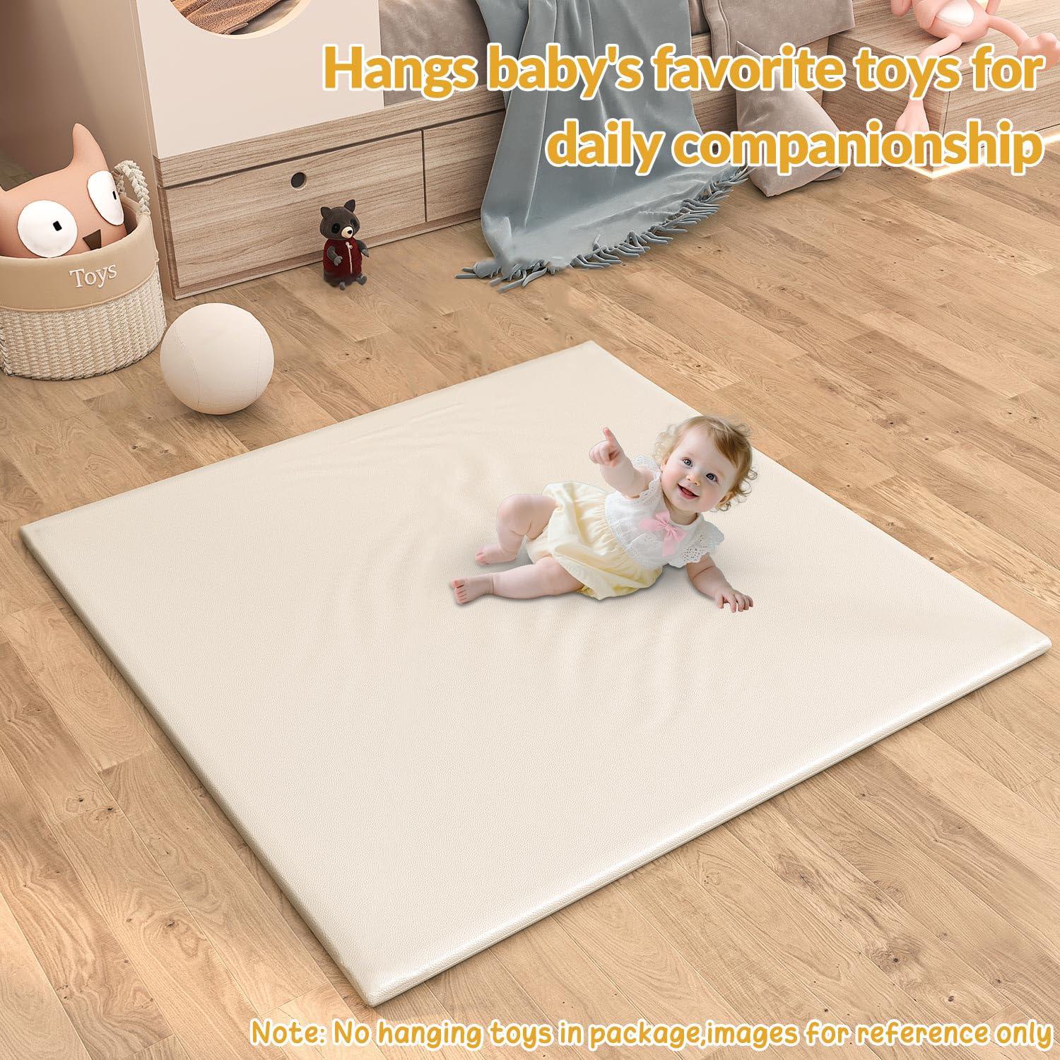 Alfombra de Juego para Bebés Acolchada PU Beige 127x127 cm