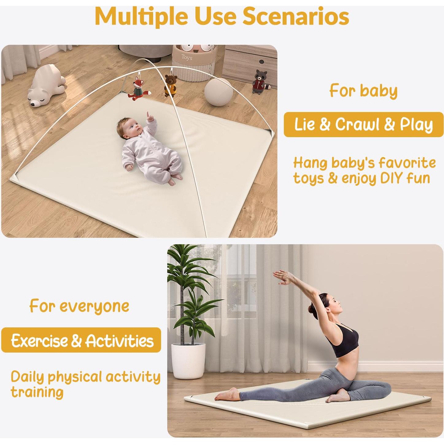 Alfombra de Juego para Bebés Acolchada PU Beige 127x127 cm