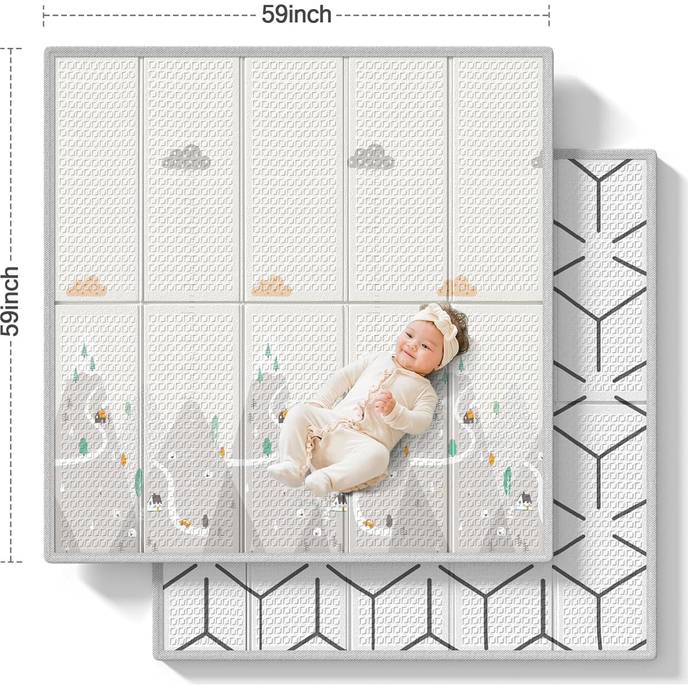 Alfombra de Juego ZEEBABA 150x150cm Plegable Reversible Espuma