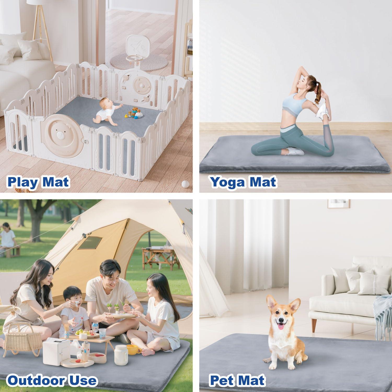 Alfombra de Juego para Bebés Gris 127x127 cm Antideslizante