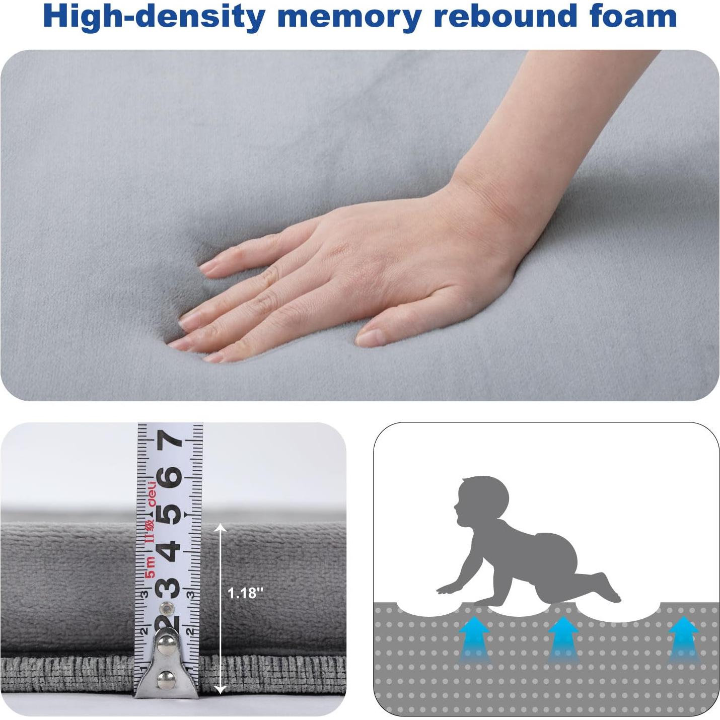 Alfombra de Juego para Bebés Gris 127x127 cm Antideslizante